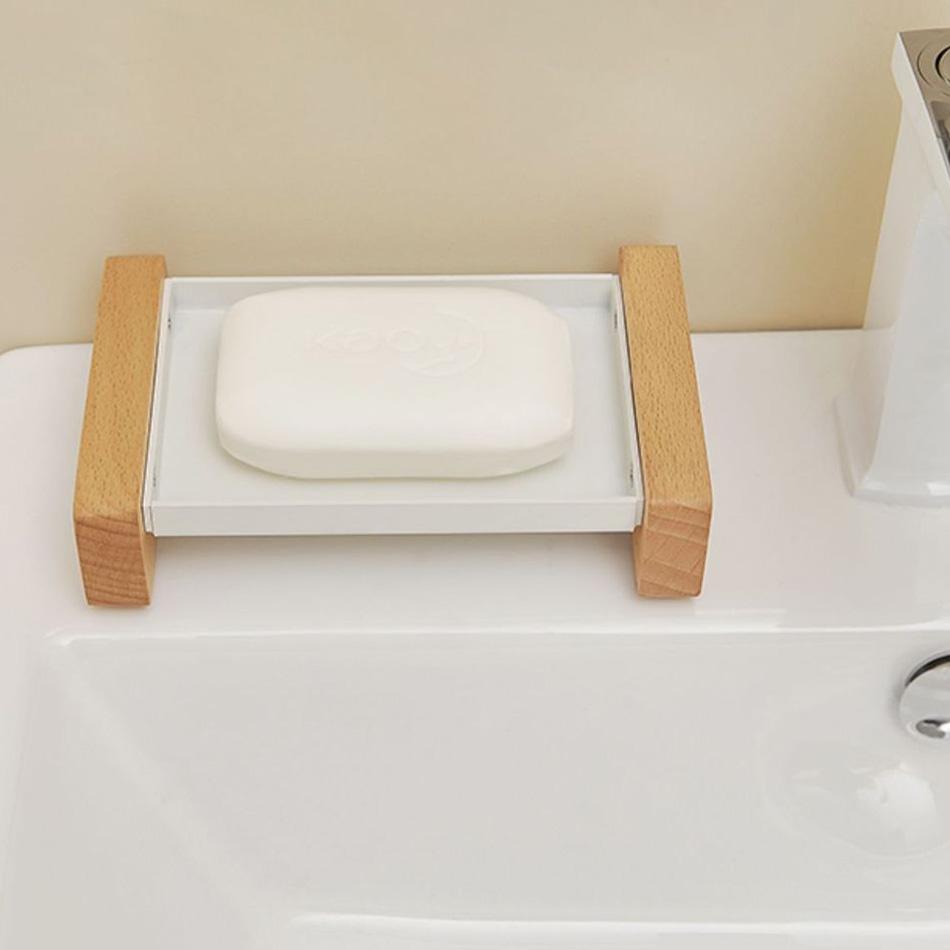 Wood Soap Dish Holder White Black Grey Aluminum Toilet Lavatory Hand Wash Bathroom Washbasin Shower Soap Holders Storage Shelf