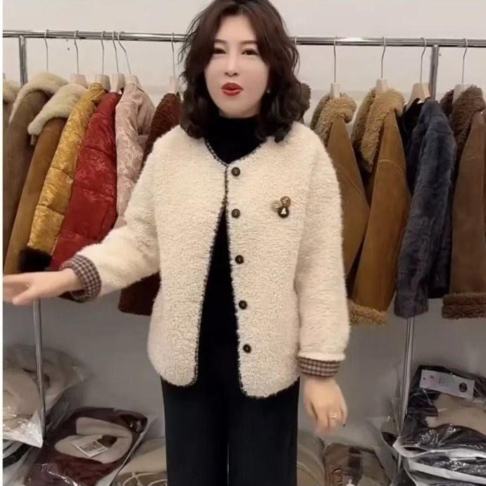 Women s Autumn/Winter Round Neck Thick Fur Coat - Versatile, Warm, and Stylish 2XL: 105-120 lbs