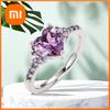 Huitan Purple Heart Cubic Zirconia Rings for Women Unique Wedding Engagement Accessories Fancy Lady Gift Romantic Trendy Jewelry