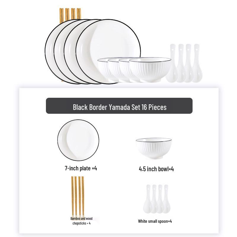 Creative Stripe Ceramic Dishware Set for 2-4 People: Includes Rice Bowls, Plates, Dinner Plates, and Soup Bowls