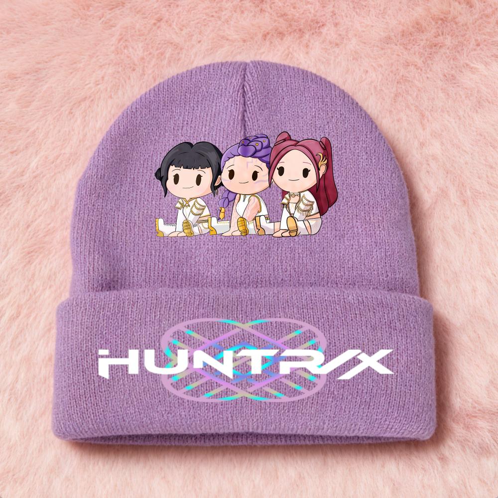 Latest KPop Demon Girls Knitted Hats Kpop Hunter Cartoon Children Headgear Cotton Cold Season Adorable Hat Anime Children Navidad Birth Date Gifts