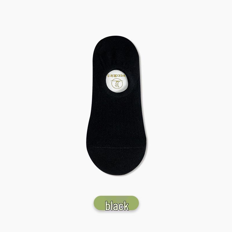 Women s Thin Anti-odor Low Cut Non-slip Boat Socks One Size чёрный