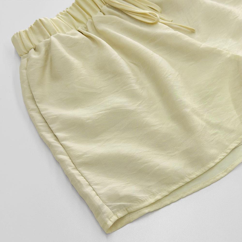 Spring and Autumn Sweet Loose Ruffled Two-Piece Set V-Neck Shirt and Shorts Set for Women