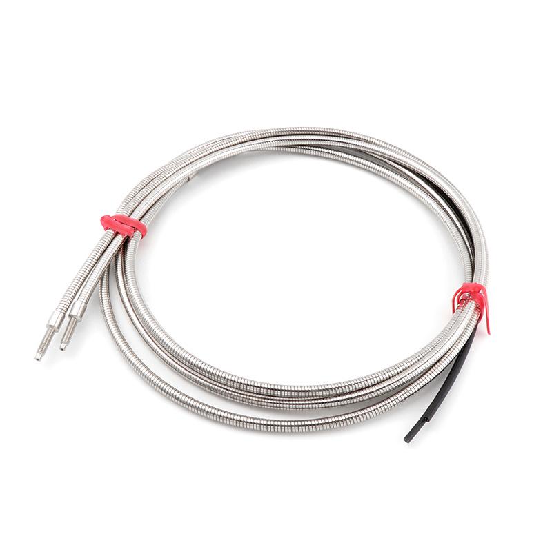Metal Sheathed Fiber Optic Sensor Amplifier with Right Angle Elbow and Extended Reflective Through-Beam Cable