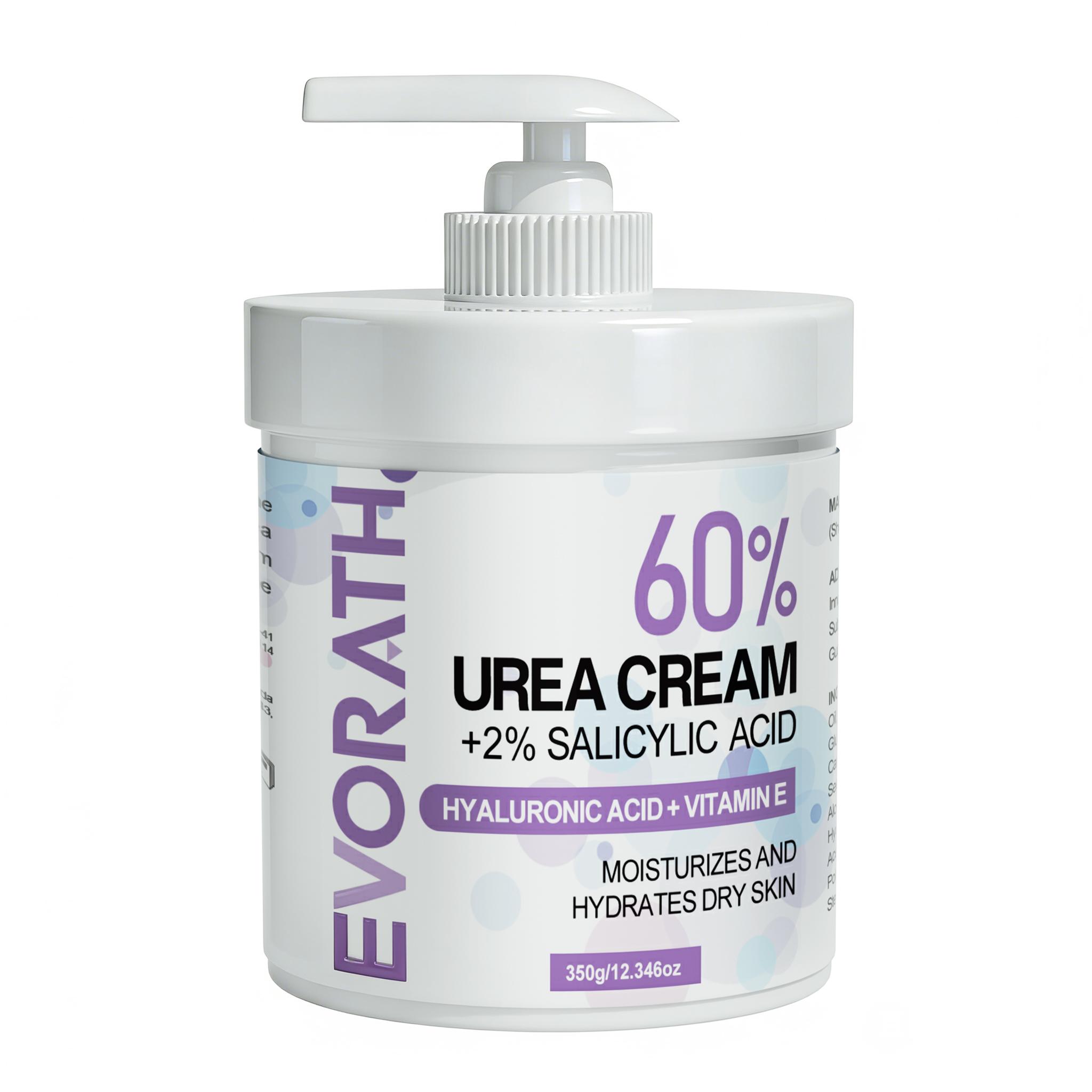 

350 г крему з сечовиною 60%, Тривале зволоження для дуже сухої шкіри рук, ніг, з гіалуроновою кислотою та вітаміном Е, Нежирний та швидко поглинається