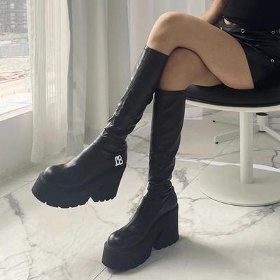 Qiao Feifei Boots Women's New High-end Foreign Thick-soled Boots Elastic Sleeve High Boots