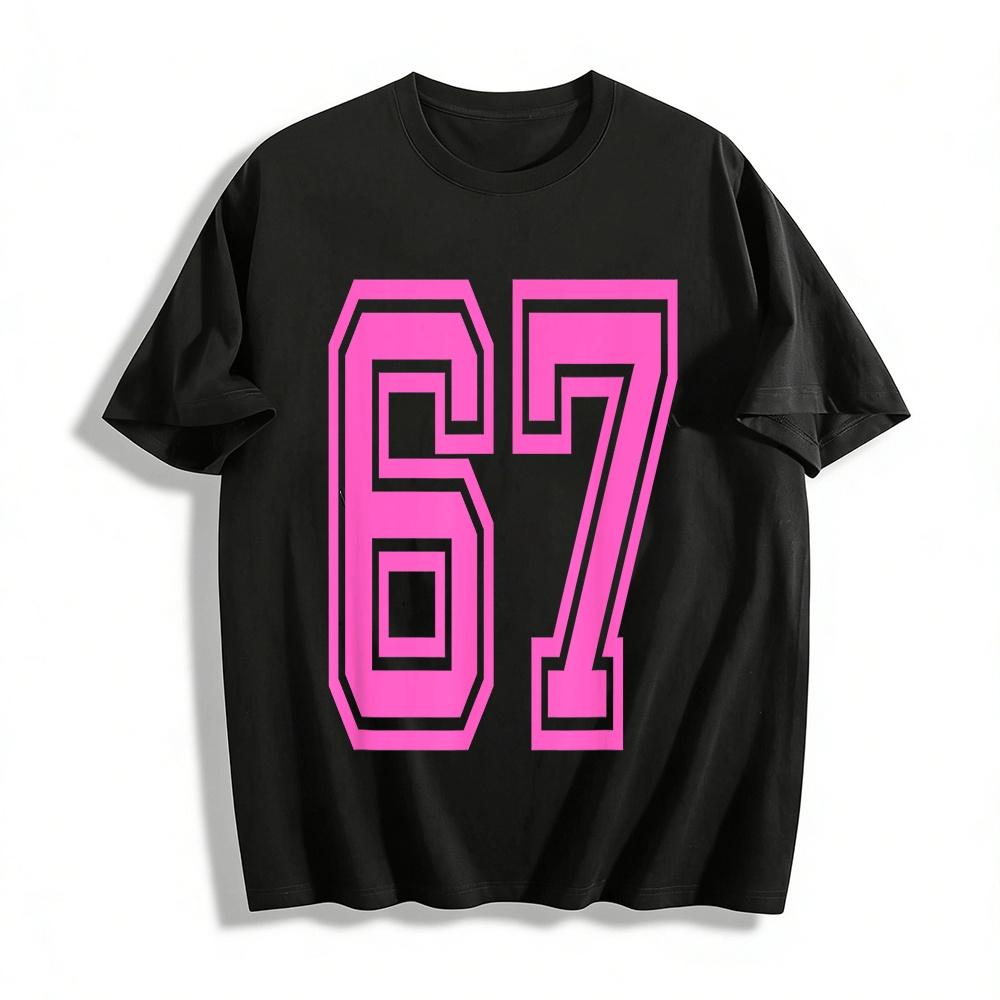 

Vintage Style Number 67 Print Casual Top For Men Women Pure cotton T-shirt XXS
