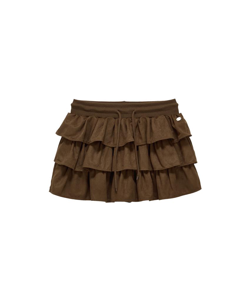 Pandora Fit Bony Cancan Suede Skirt (Brown)