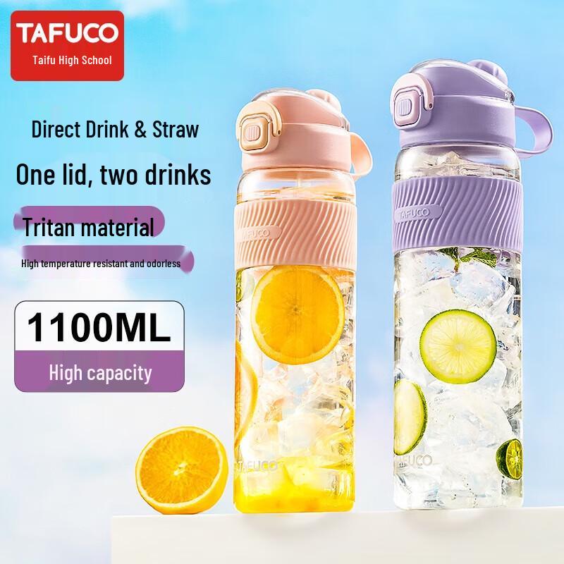 TAFUCO T2857 Dual-Drink Sports Water Bottle with Straw