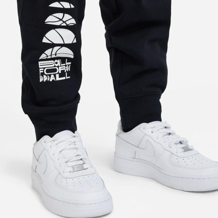 Nike Knit Sports Pants With Logo Print Fleece Kids Bottoms Black DX5510-010