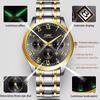 OPK 8119 Dual Calendar Men's Quartz Watch Waterproof Luminous Stainless Steel Wristwatch with Stainless Steel Band for Men
