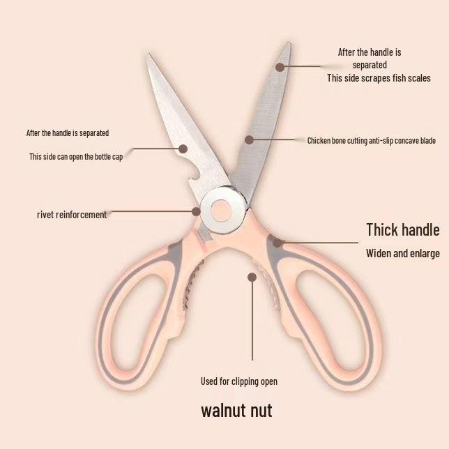 Multifunctional Kitchen Scissors: Ideal for Fish, Vegetables, and Chicken