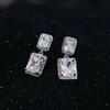 Light Luxury Geometric Earrings For Women, Square Zircon Design Earrings, Daily Wear Of Niche Jewelry