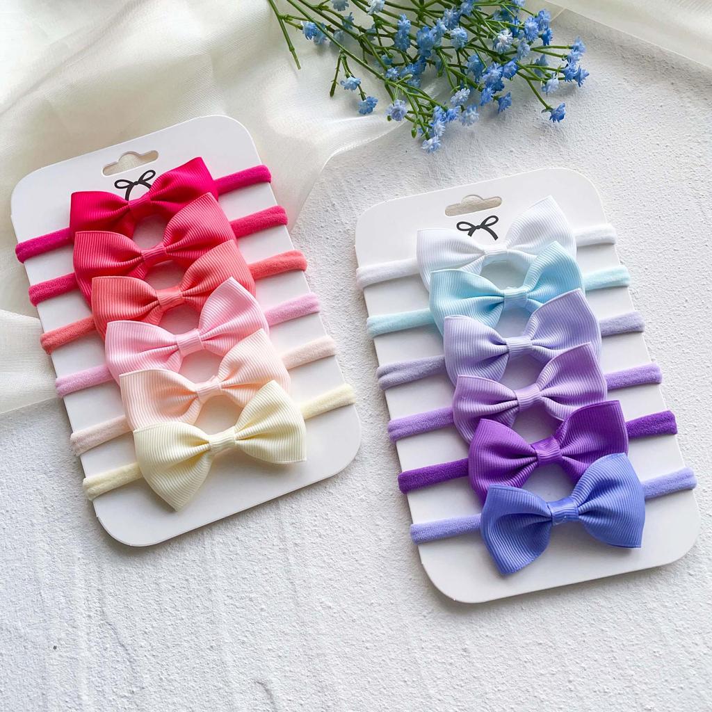Solid Color Bow Hairpin & Ribbed Headband Set for Girls