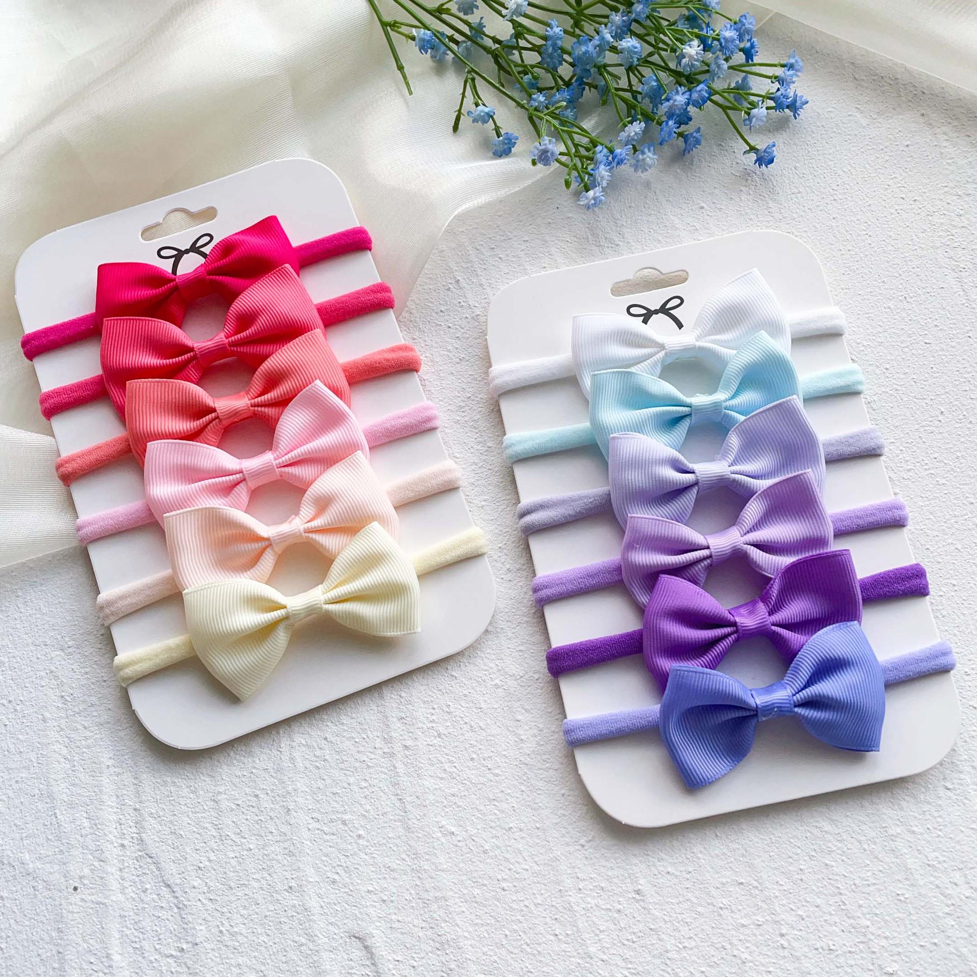 

Solid Color Bow Hairpin & Ribbed Headband Set for Girls