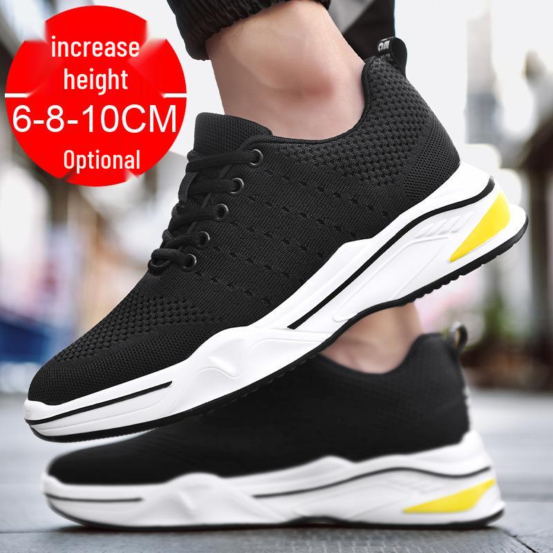 Men's Summer Height-Boosting Breathable Mesh Sneakers (8cm/6cm Hidden Heel) Korean Style Casual Running Shoes