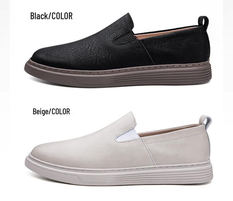 Men's Slip-On Breathable Leather Shoes, Sizes 36-48, Soft Sole, Hand-Stitched