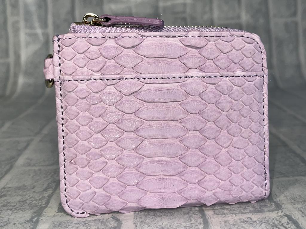 GUODI Compact Mini Wallet with L-Shaped Zipper and Carrying Strap, Genuine Python Leather, HJ-PY101, Snakeskin Leather Wallet, Mini Wallet, Unisex,