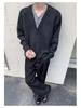 Men's V-Neck Two-Piece Look Hoodie - Textured, Loose Casual Sweater for Spring/Autumn