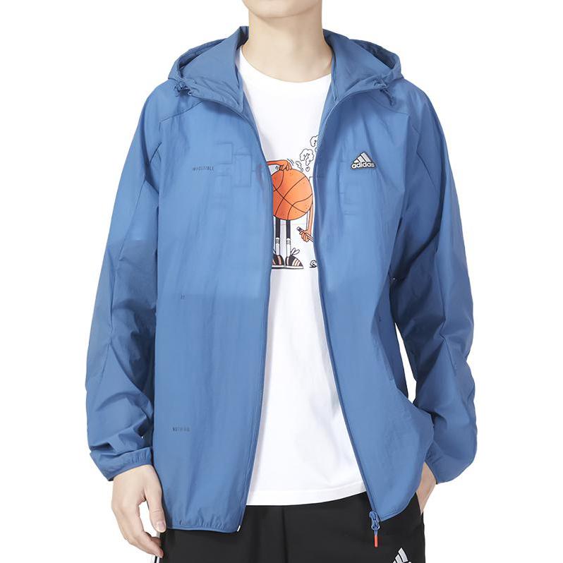adidas Jackets Men's Blue Hooded Non Detachable Moderate IA8149