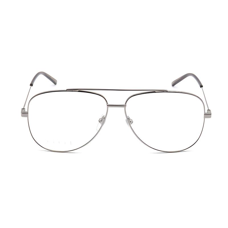 Gucci Optical Glasses [Available Prescriptions] Cool Series Silver Frame, Black Temples 001 F Glasses Case (random Size and Color) + Glasses Cloth
