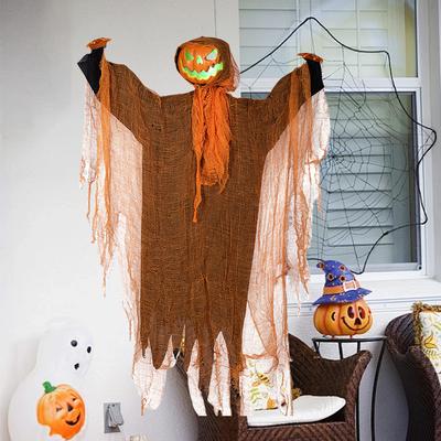 Gruselige Halloween Hängende Schwebende Kürbislichter Licht&Ton Kürbis Dekorationen Kürbisse Geisterlichter für Innen Außen Hof
