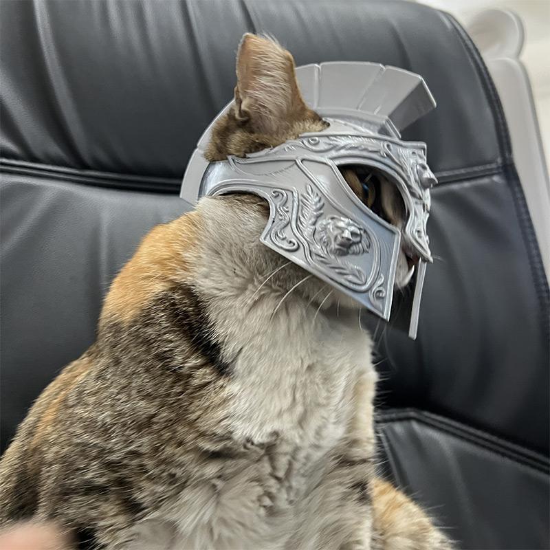 Divertido Casco de Gato Estilo Guerrero Romano Accesorios para la Cabeza de Mascotas Suministro para Mascotas Cosplay de Mascotas Accesorios para Fotos Ligero Duradero Impresión 3D Casco Seguro para Mascotas