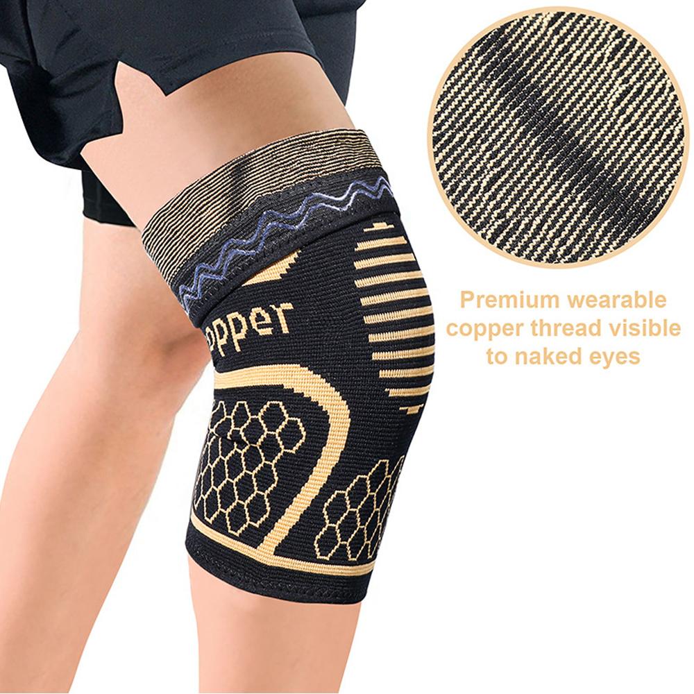 1Pcs Copper Nylon Protective Knee Brace Support Compression Sleeves for Men Women Running Fitness Elastic Wrap Brace Knee Pad
