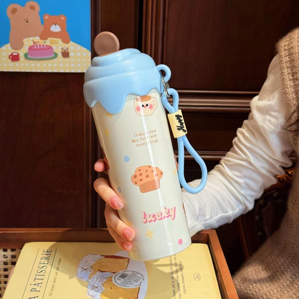 Cute Ice Cream Tumbler Kawaii Stainless Steel Thermos Bottle For Hot Cold Water Coffee Tea Portable Thermal Cup Woman Girl Gift