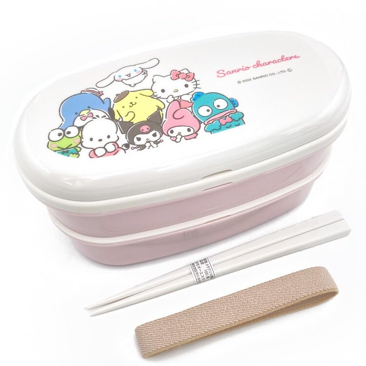

Sanrio Characters Oval Microwave Lunch Student Sanrio [Lunch Box] 2-Tier Box/New розовый