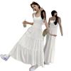 Two-piece suit women's splicing gentle suspender dress women's summer new vacation style seaside fringed blouse