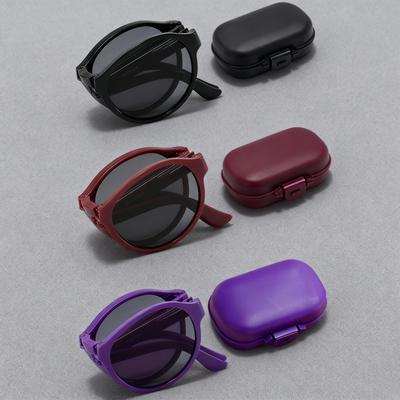 Vintage Sammenleggbare Leseglass med Eske Menn Kvinner Trendy Bærbare Solbriller Presbyopi Unisex Rund Ramme Anti-UV Briller