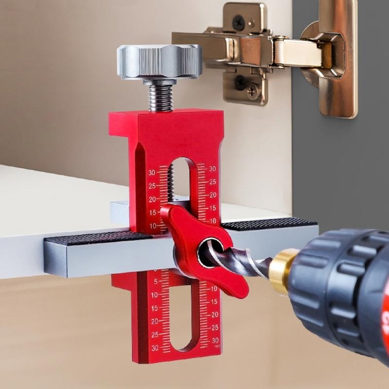 Cabinet Door Installation Positioning Tool Adjustable Length Positioner Mounting Jig Drill Locator for Most Cabinet Door