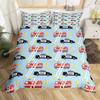 Firefighter Car Duvet Cover Set,Fire Truck Bedding Set King, Honeycomb and Fire Comforter Cover Fire Engine Vehicle Quilt Cover