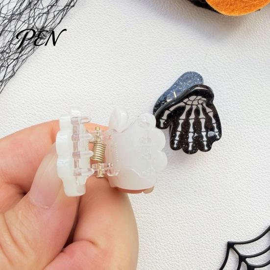 Spooky Hair Clips for Women Halloween Skeleton Hand Claw Clip Women, Mini Gothic Clip, Acrylic Styling Tools Accessory with Sequins Thick and