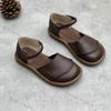 Fashion Soft Leather Women's Flat Shoes Retro Handmade Comfortable  2025 Summer Genuine Leather Fashion Black Casual Sandals Ladies