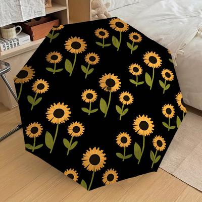 1PC Sunflower Pattern Umbrella-8-Rib Reinforced Portable Folding Travel Suitable for All Seasons Outdoor Daily Use Is an Ideal Choice -F373