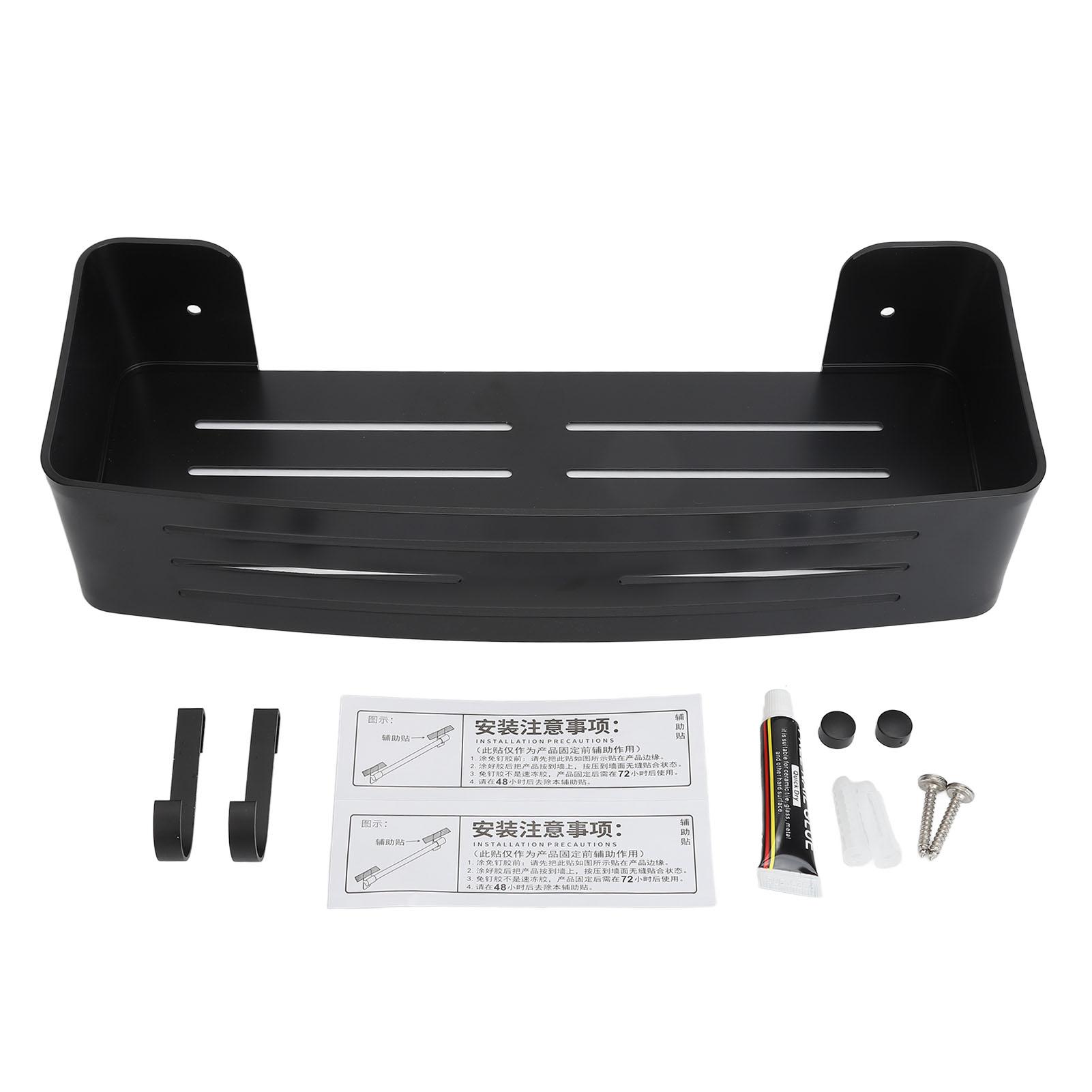 

Wall Mounted Bathroom Shelf Large Capacity Space Saving Aluminum Floating Storage Shelf for Shower Room Black