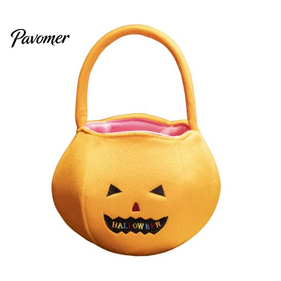 Pumpkin Decor for Kids Halloween Candy Bags Kids, Reusable Trick or Treat Gift Baskets Bucket, Cute Handbag with Handle Party Favors Portable Storage