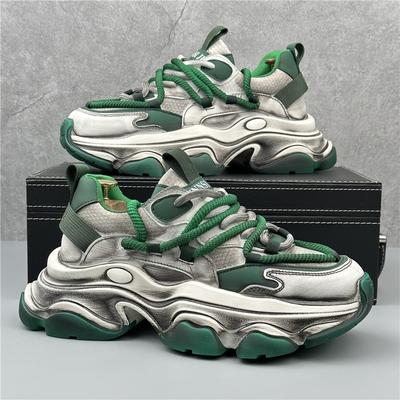 Sneakers Casual Verdi alla Moda Maschili Comode Traspiranti Scarpe Sportive di Design da Uomo Scarpe Streetwear da Uomo con Zeppa
