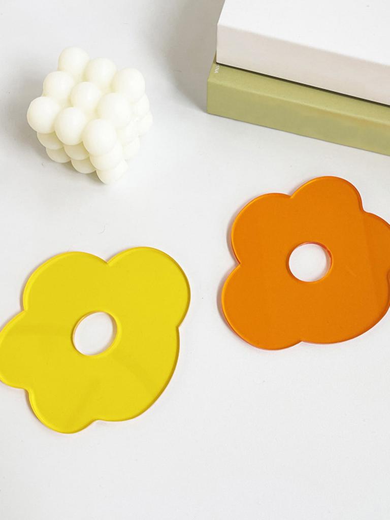1pc-Transparent Cup Mat Acrylic Flower Shaped Tableware Decor Coaster Table Heat R Esistant Mat Practical Placemat