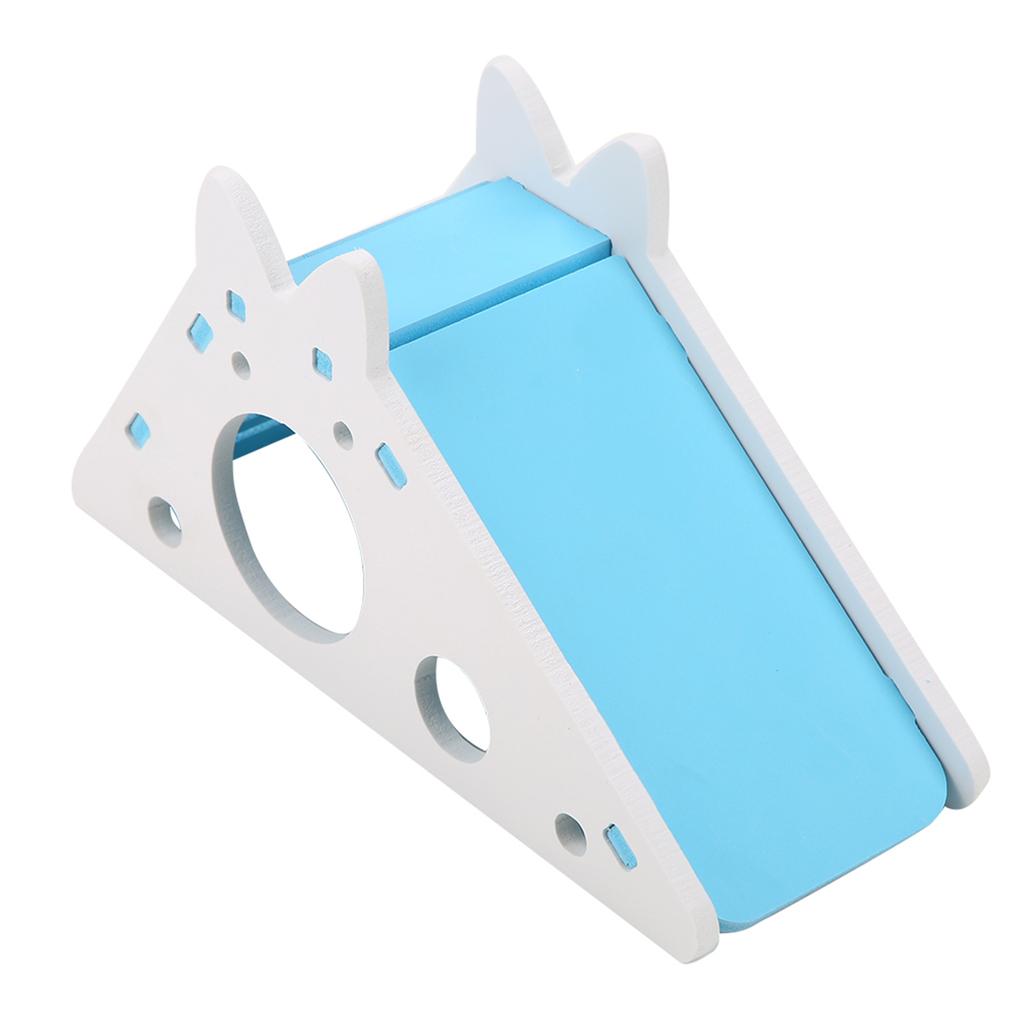 Wooden Hamster House Rest Nest Assembly Climbing Stairs Small Pet Exercise Playing Toy(Blue)