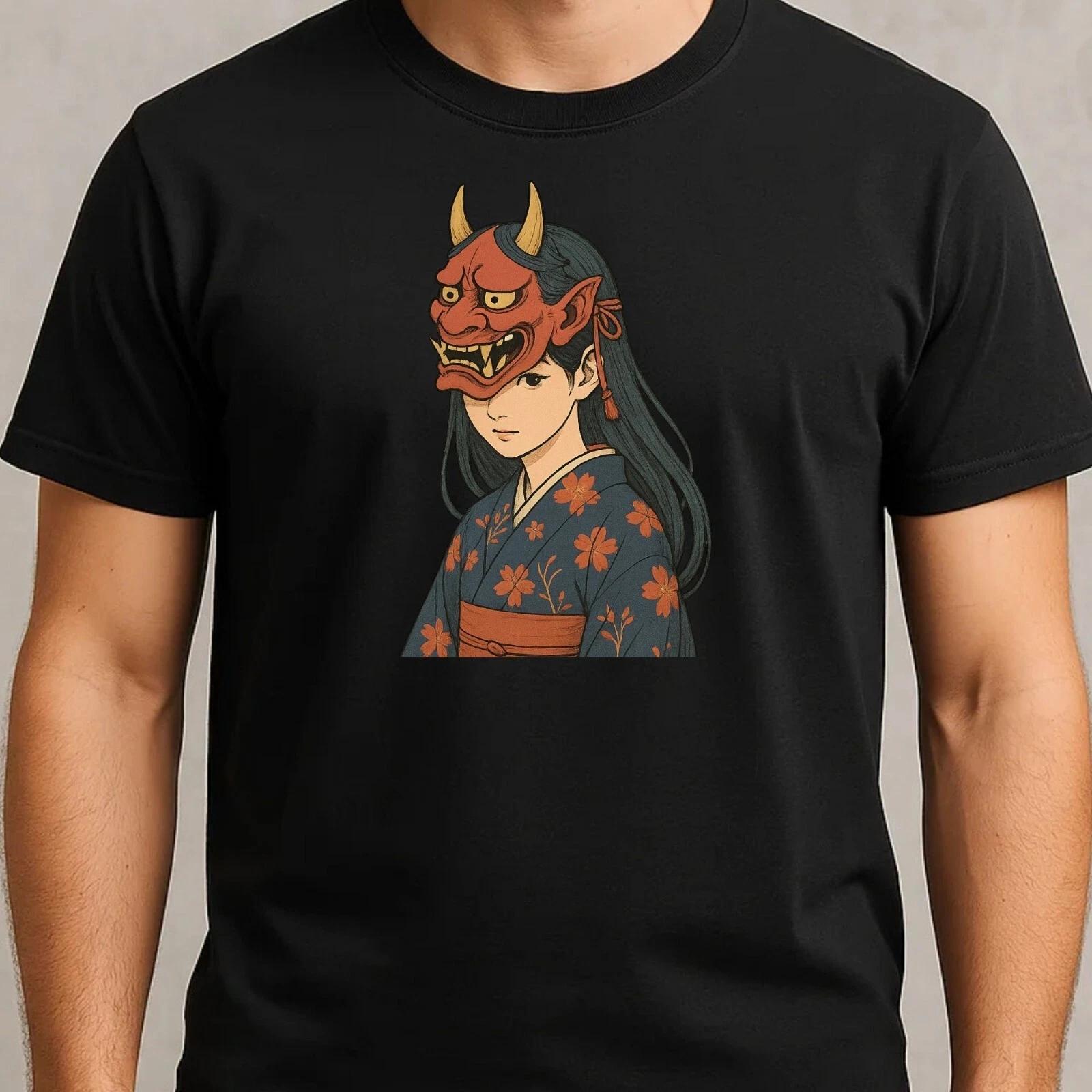 T-Shirt Herren Oni-Maske Mädchen Motiv Baumwolle Größe S bis 5XL M