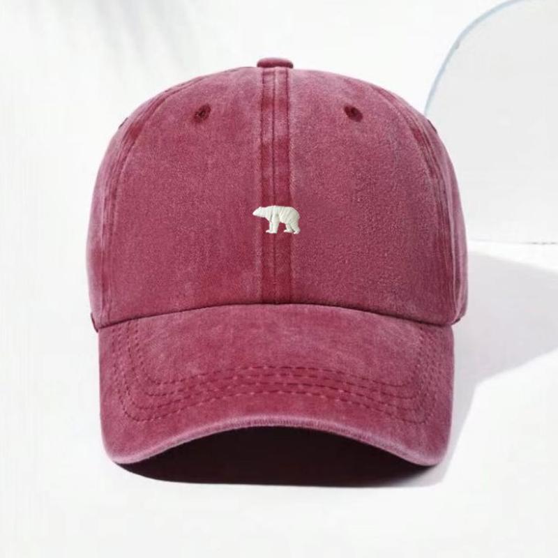 

Washed Cotton Baseball Cap Vintage Adjustable Distressed Unisex Trucker Hat for Men Women Gift Customize Polar Bear Embroidery розы красного
