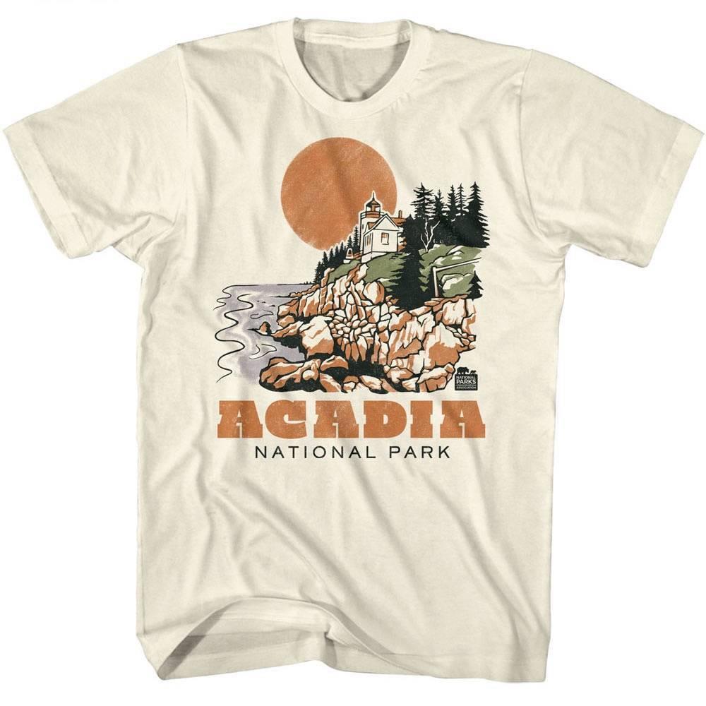 Acadia Lighthouse Sketch Men T Shirt XL