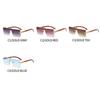 Retro Square Sunglasses Frameless Design Cheetah Wood Grain Legs Fashion Trend One-Piece Eyewear