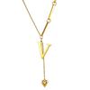Initial Letter Necklace Gold Plated Stainless Steel Puffy Heart Pendant A-Z Alphabet Lariat Y Choker Waterproof