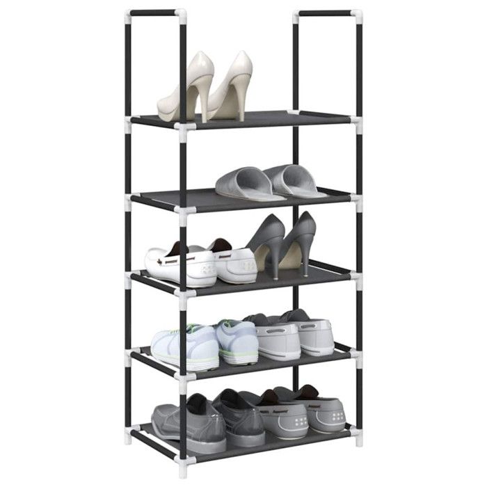 Étagère à chaussures - VIDAXL - 5 niveaux - Tissu non tissé - Noir - 44x28x94 cm