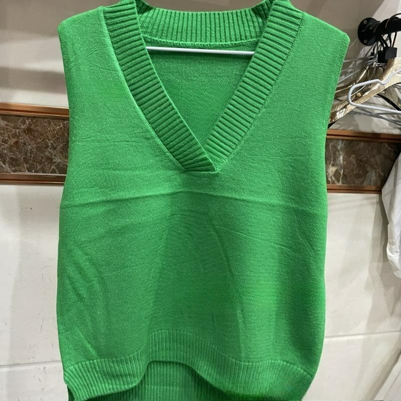 Autumn and Winter Simple V-neck Retro Vest Knitted Women's Pullover Loose Sleeveless Vest Spring and Autumn All-match Sweater Vest