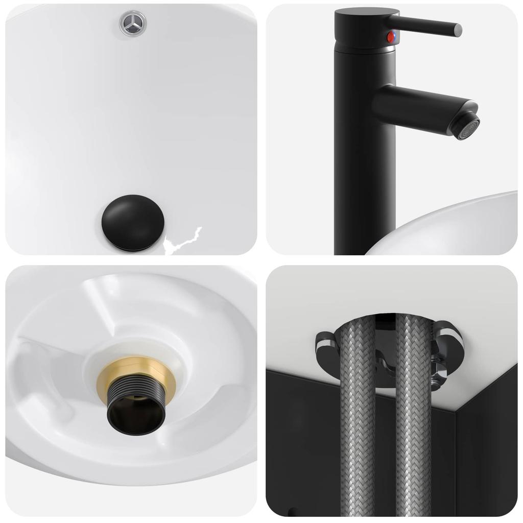 Wall Mounted Washbasin Vanity In Black 49 X 44.5 X 66.5 Cm
